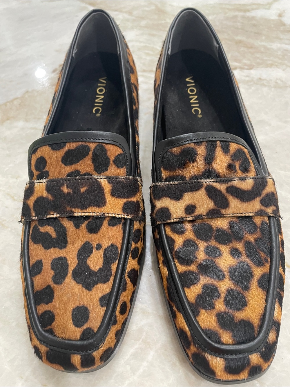 Vionic Leopard-Print Penny Loafers in Brown and Black